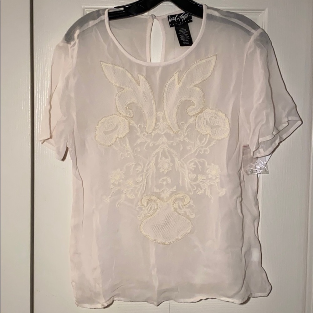 NWT Lord & Taylor sheer cream colored blouse